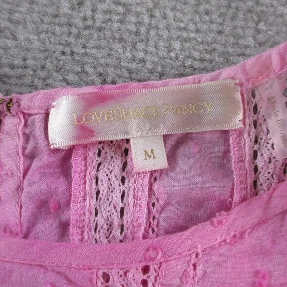 EUC LoveShackFancy Mini Dress Womens Medium Bordeaux Pink Hand Dye - Picture 5 of 11